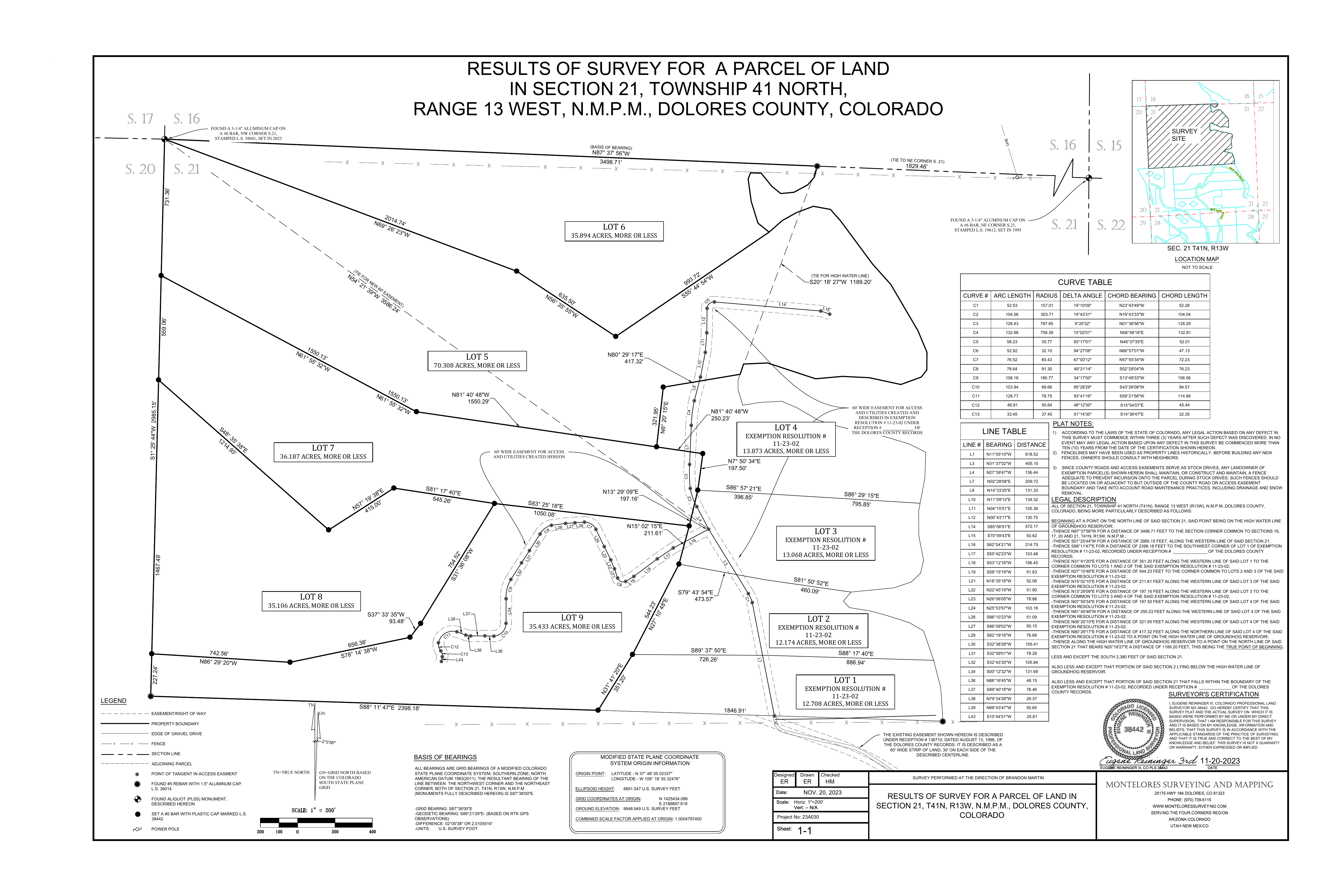 Recorded subdivision survey plat